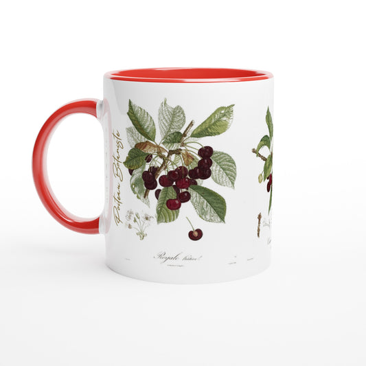 Mug Cerise illustration botanique cerise royale hative anse et interieur rouge