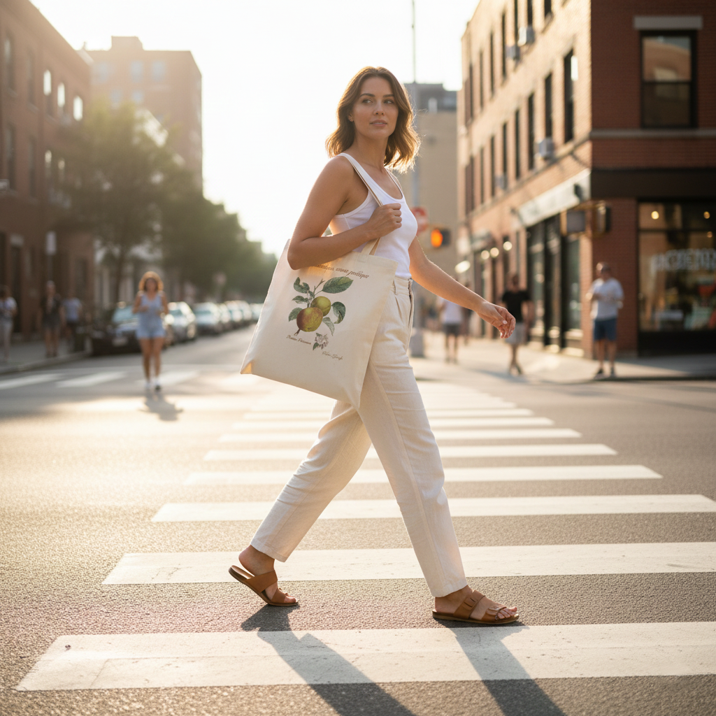 Tote Bag botanique - Illustrations hibiscus et pomme - citations inspirantes