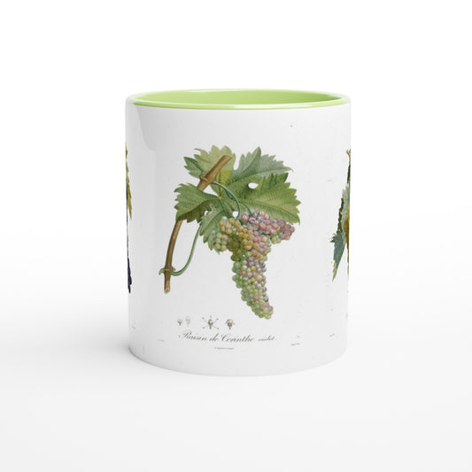 Mug illustration botanique raisin corinthe anse et interieur vert