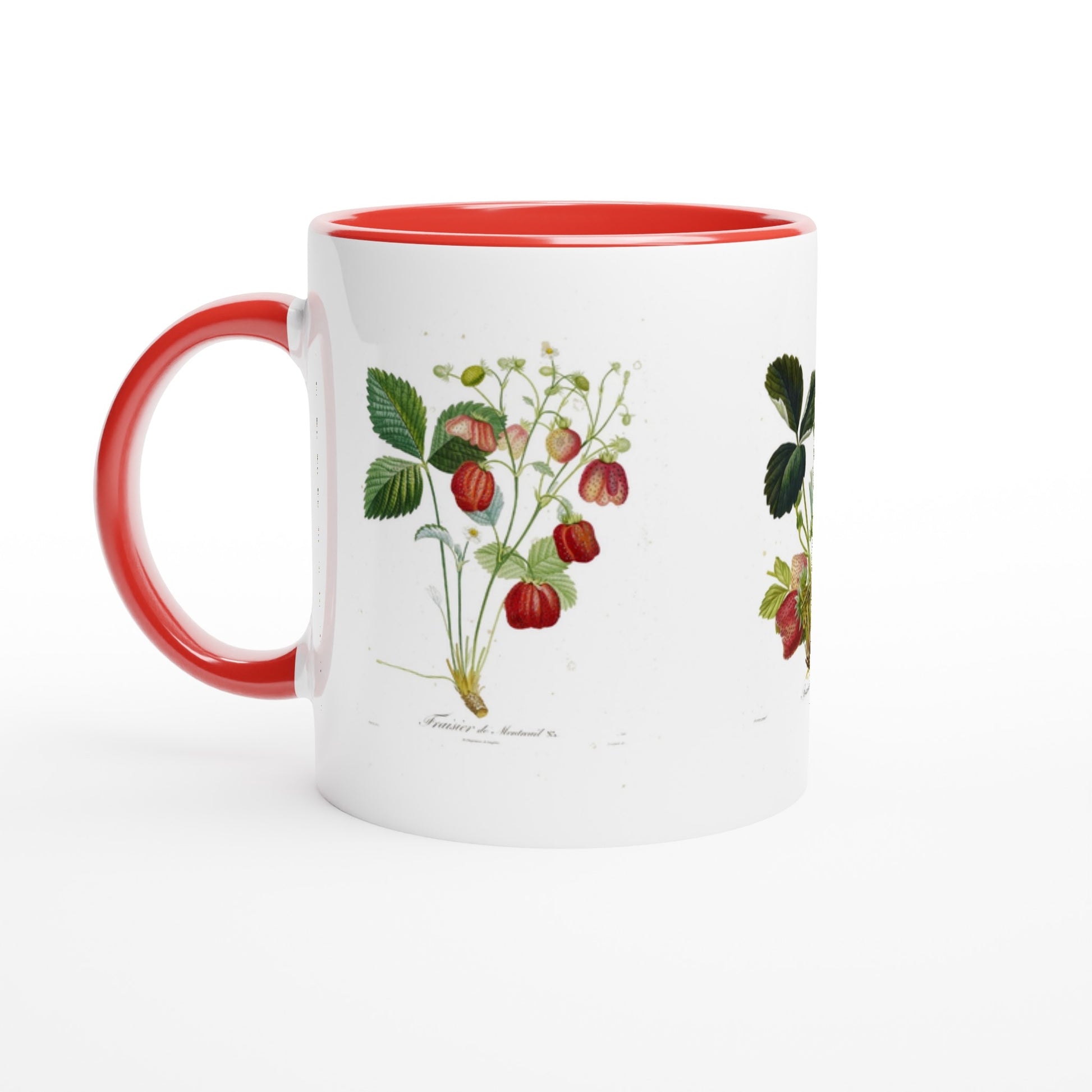 Mug illustration fraise de montreuil anse et interieur rouge
