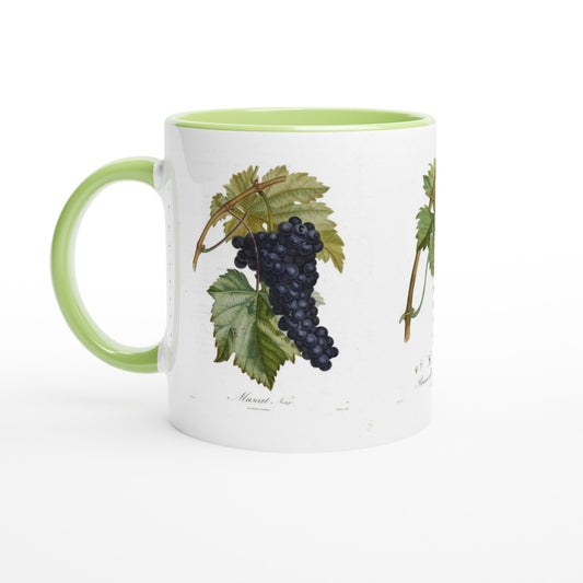 Mug illustration raisin muscat noir anse et interieur vert