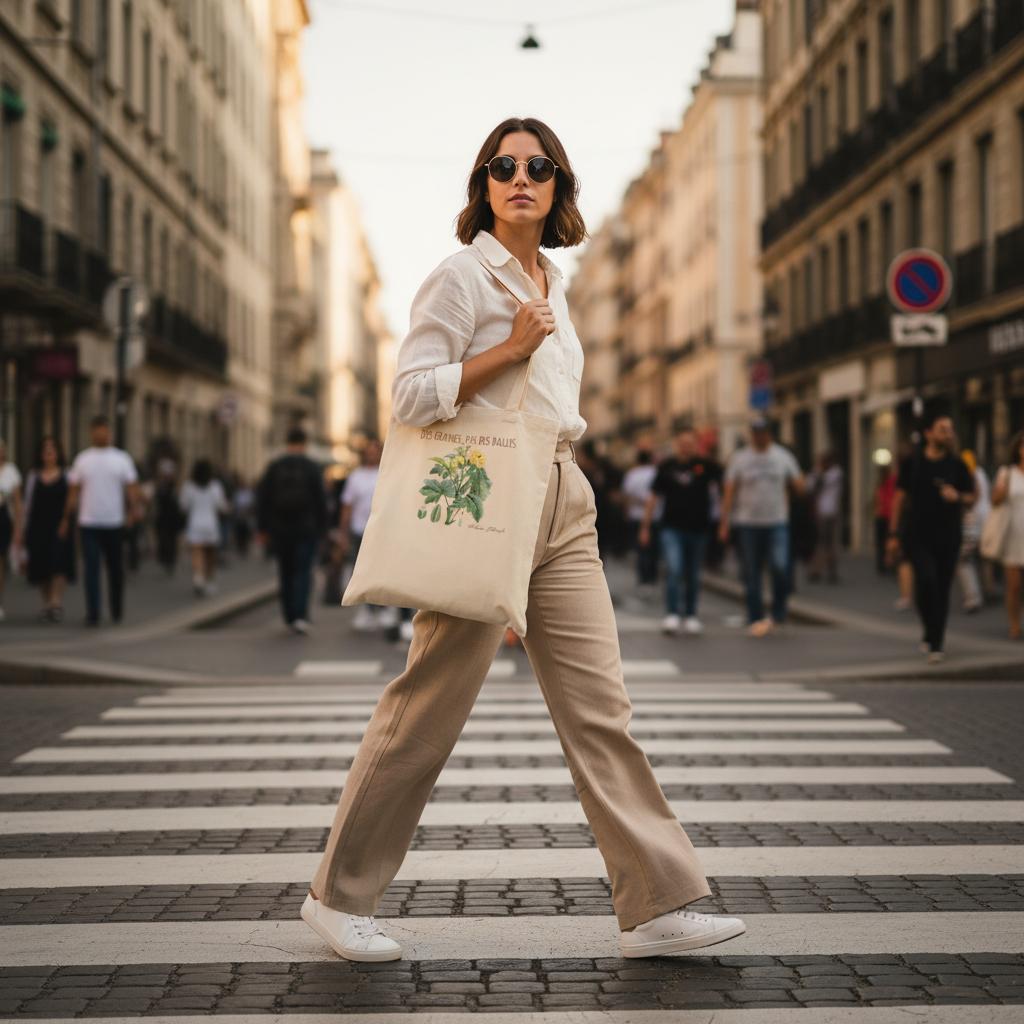Botanical Tote Bag - Hibiscus and Apple Illustrations - Inspirational Quotes